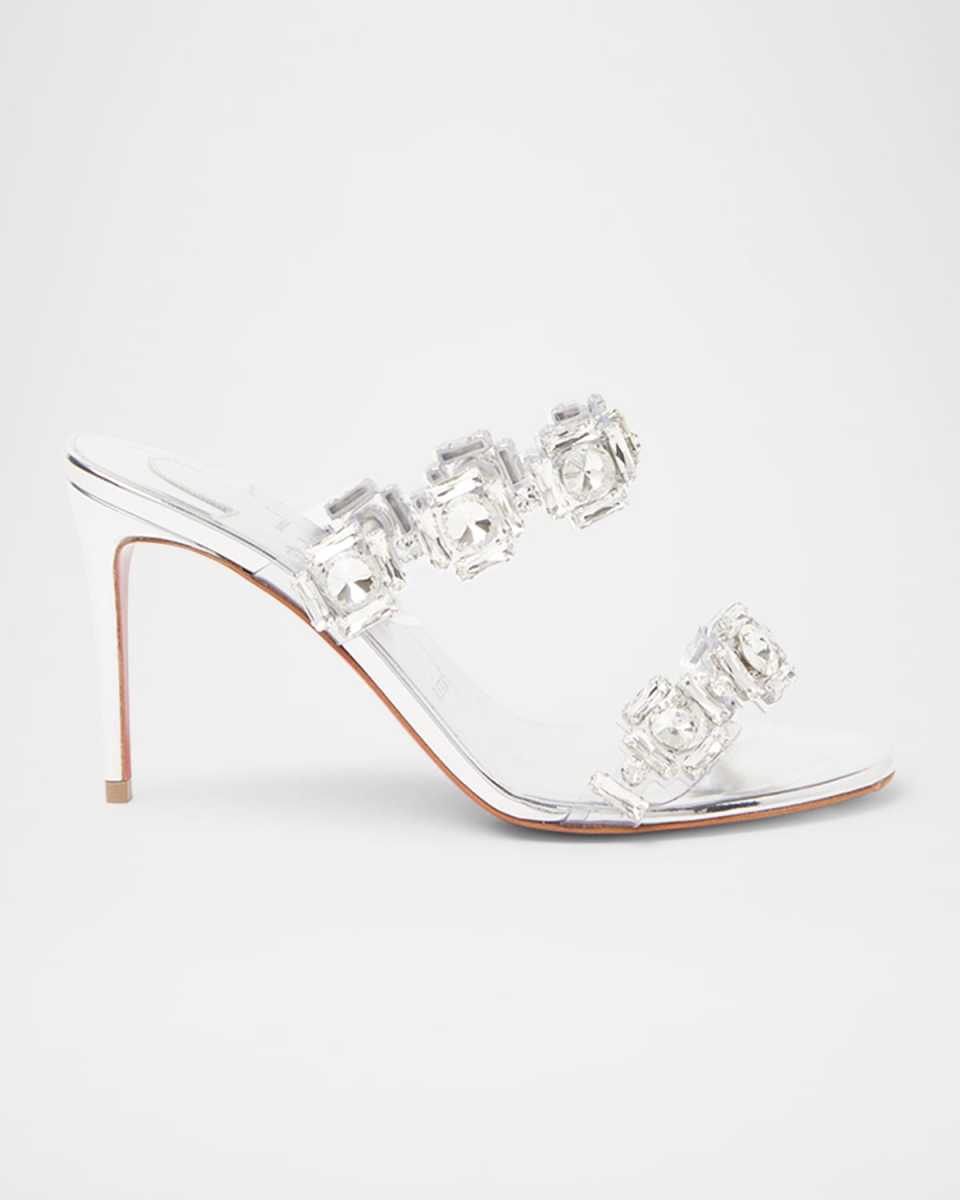 Just Jewel Clear Red Sole Slide Sandals